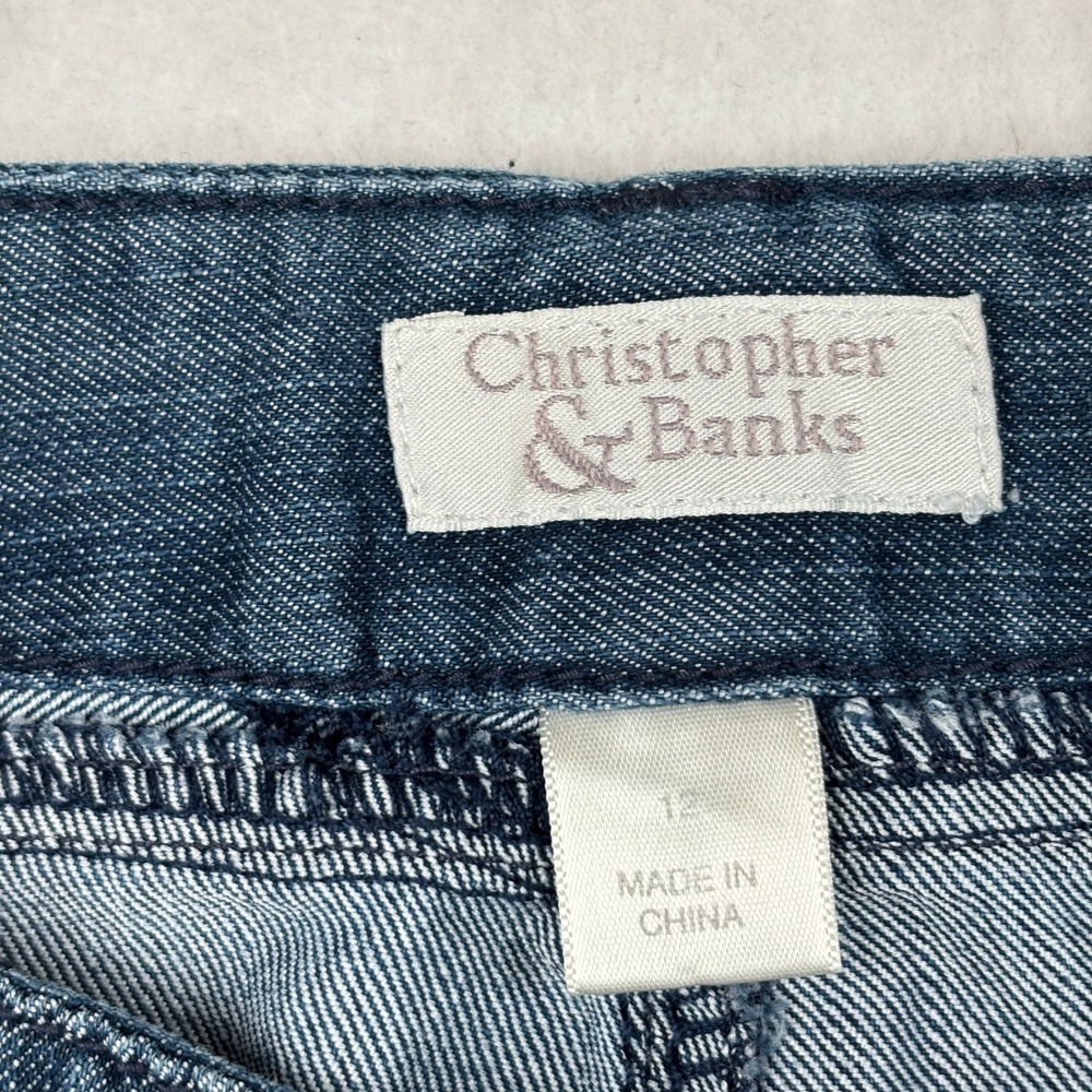 Christopher & Banks Denim Skirt Womens 12 Back Flap Pockets Classic Modest - Picture 6 of 11